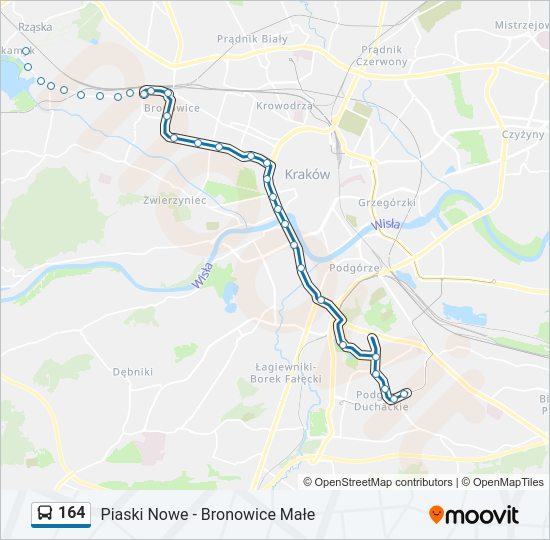 164 bus Line Map