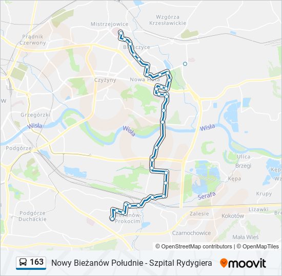 163 bus Line Map