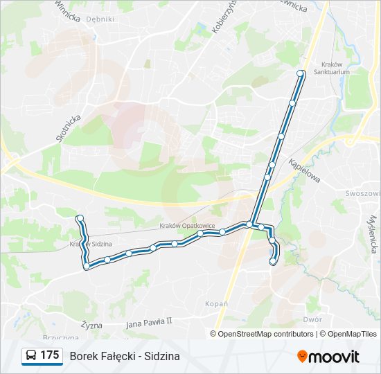 Mapa linii autobus 175