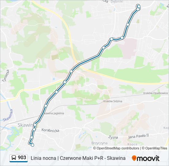 Mapa linii autobus 903