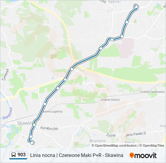 Mapa linii autobus 903