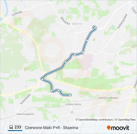 233 bus Line Map