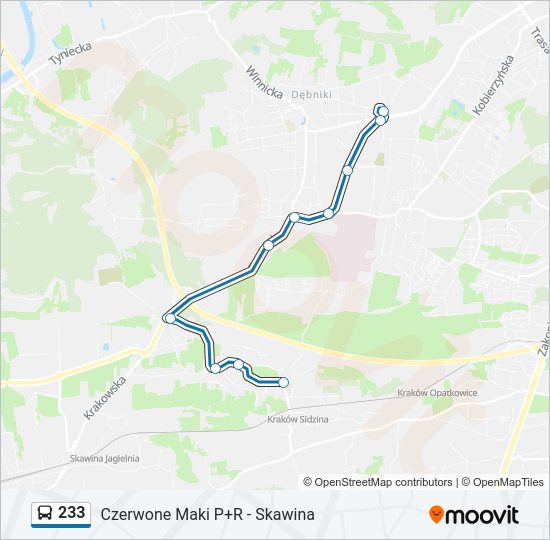 233 bus Line Map