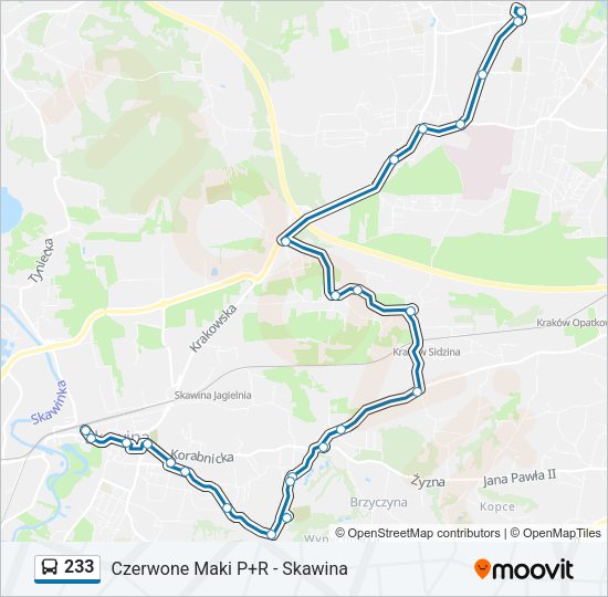 233 bus Line Map