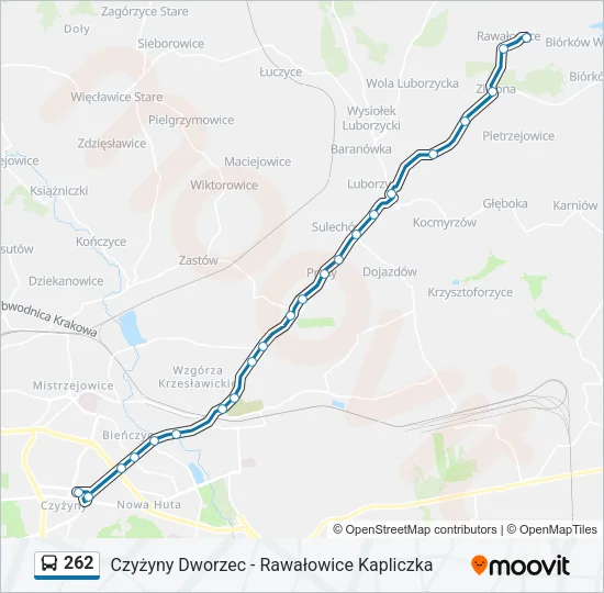 Автобус 262: карта маршрута