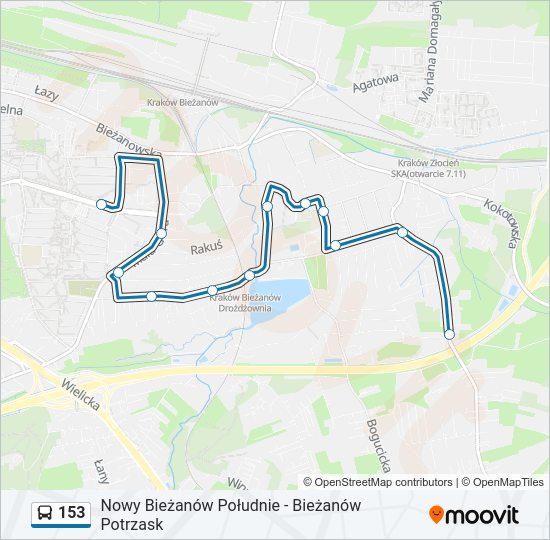 153 bus Line Map