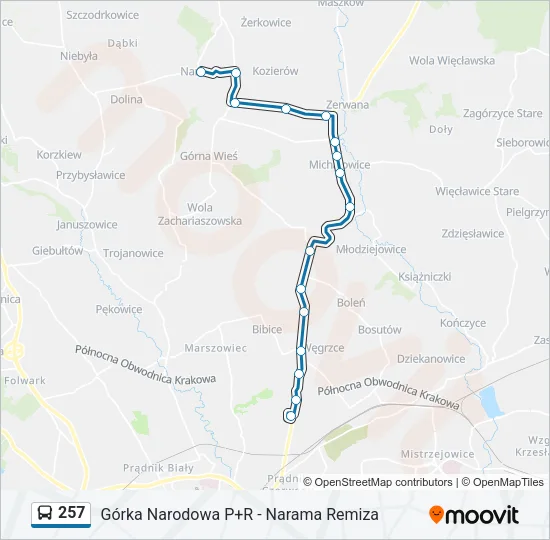 257 Bus Line Map