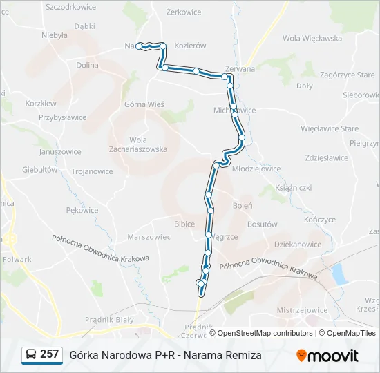 257 Bus Line Map