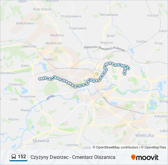 152 bus Line Map