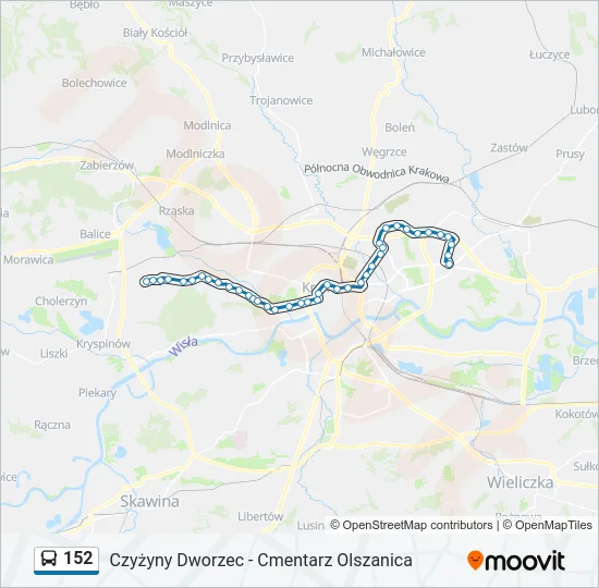 Автобус 152: карта маршрута