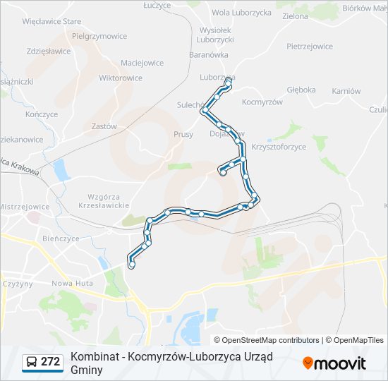 Mapa linii autobus 272