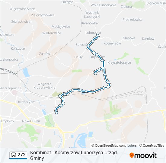 Mapa linii autobus 272