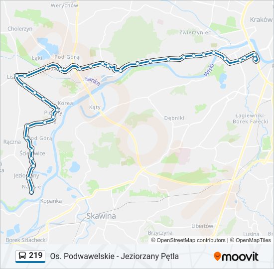 219 bus Line Map