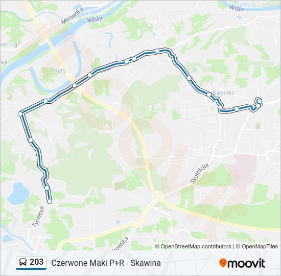 203 bus Line Map