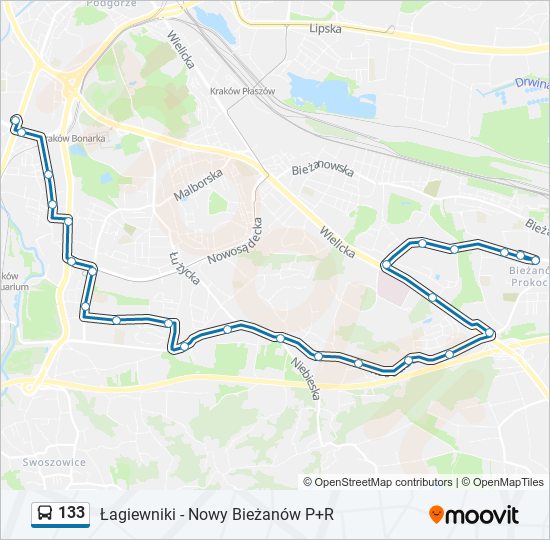 133 bus Line Map