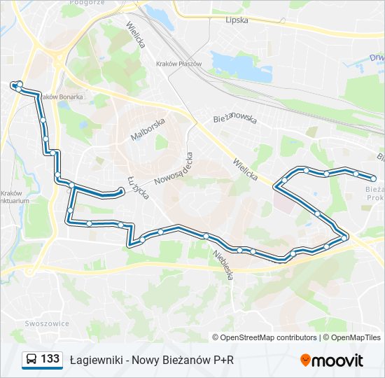 133 bus Line Map