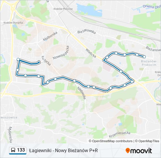 133 bus Line Map