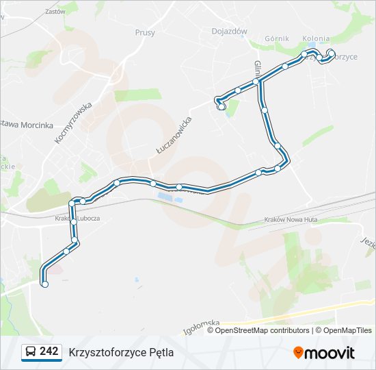 Mapa linii autobus 242