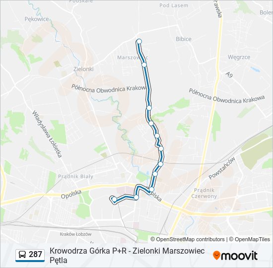 287 bus Line Map