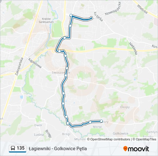 135 bus Line Map