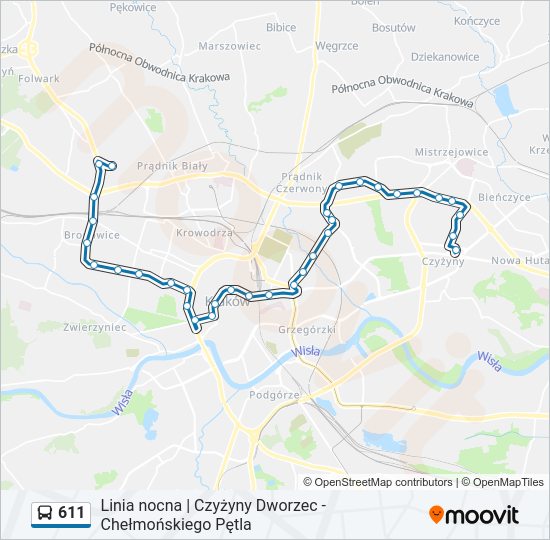 611 bus Line Map