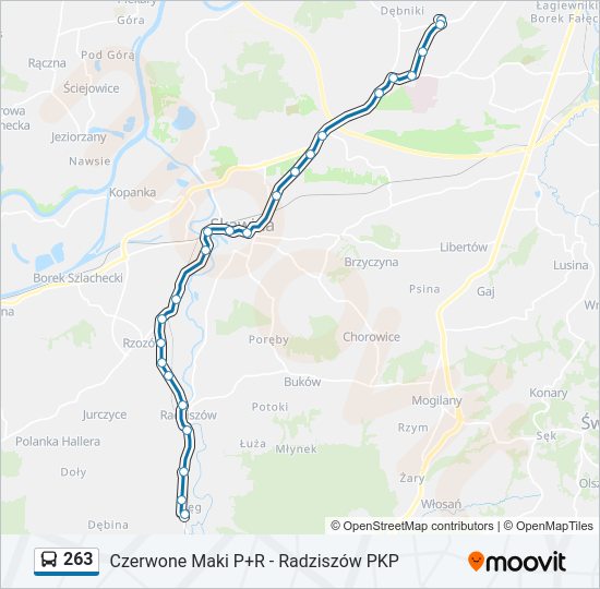 Mapa linii autobus 263