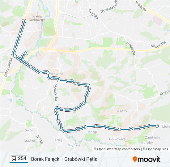 254 bus Line Map