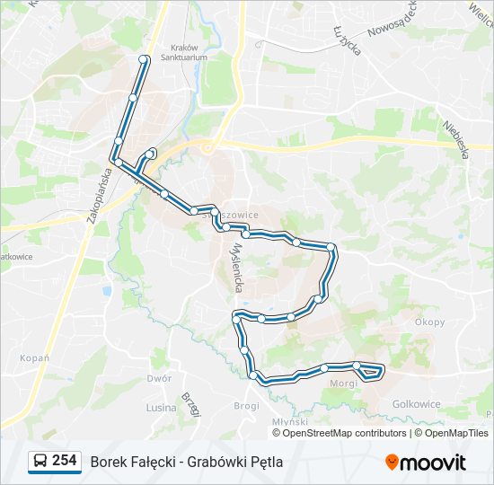 254 bus Line Map