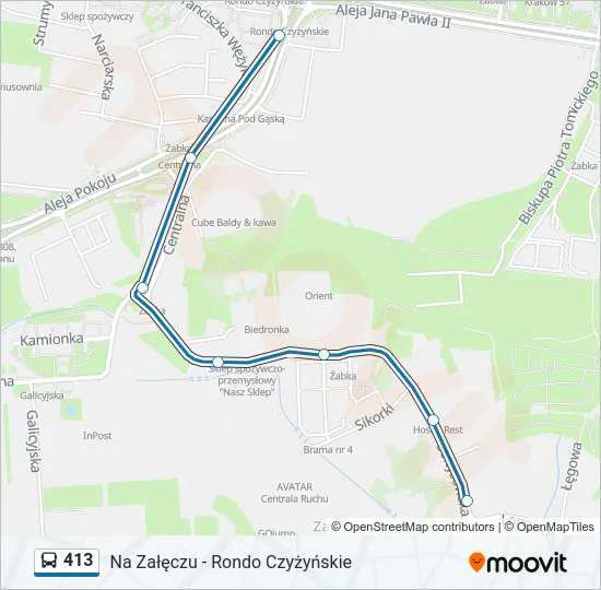 Автобус 413: карта маршрута
