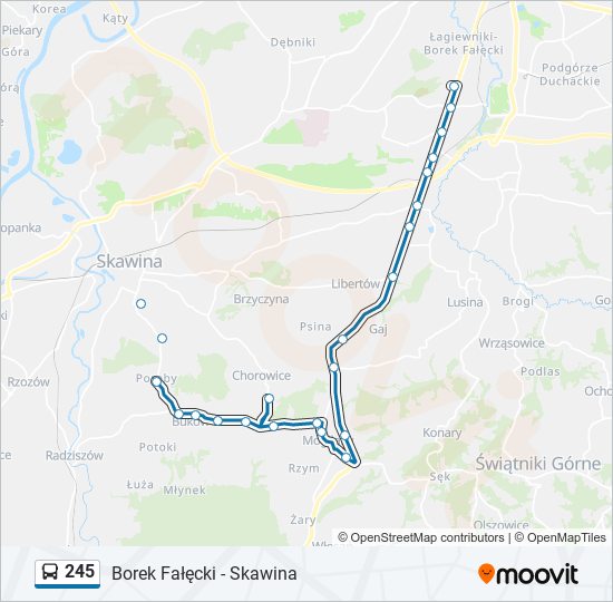 Mapa linii autobus 245