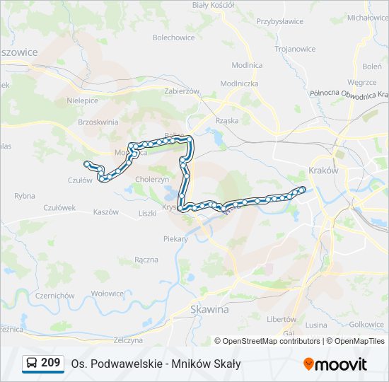 209 bus Line Map