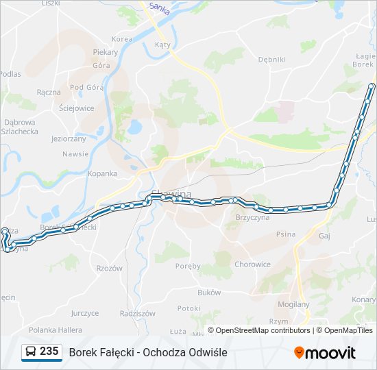 Mapa linii autobus 235