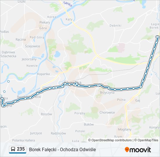 Mapa linii autobus 235