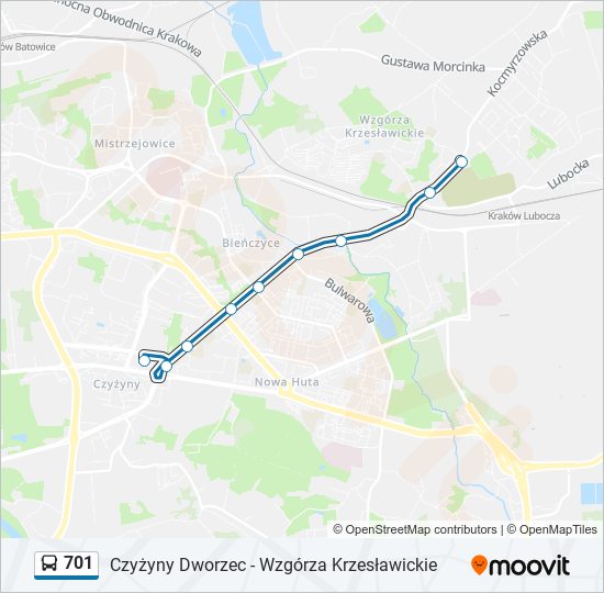 Автобус 701: карта маршрута