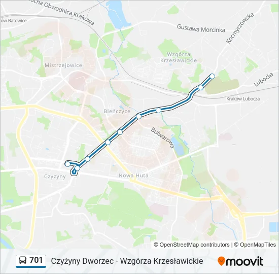 Автобус 701: карта маршрута