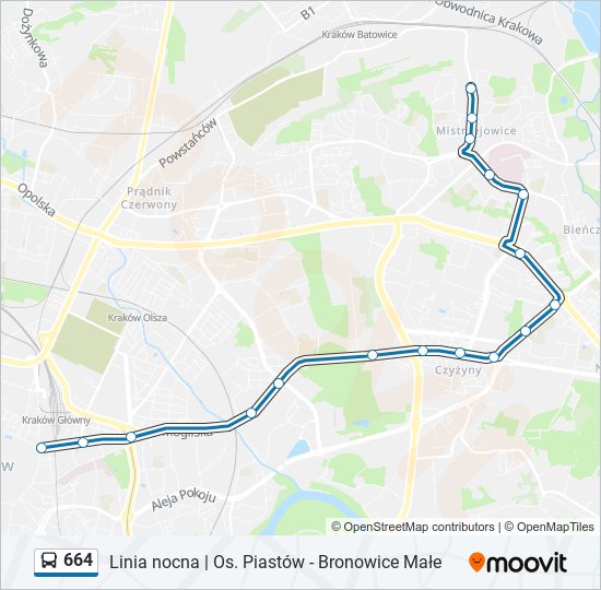 664 bus Line Map