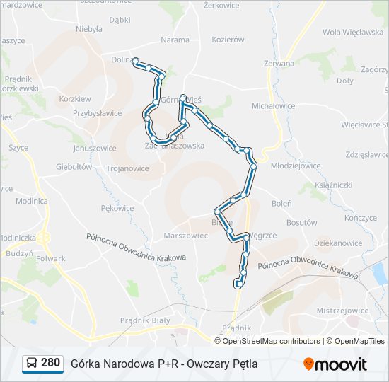 280 bus Line Map