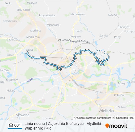 601 Bus Line Map