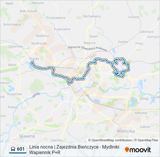 601 bus Line Map