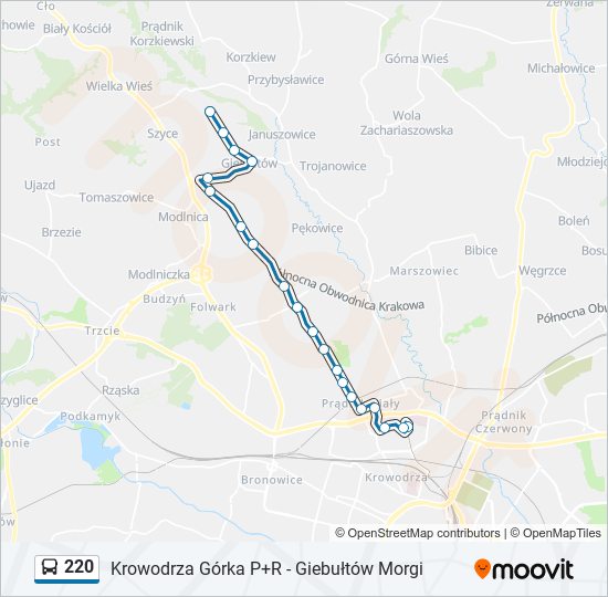 220 bus Line Map