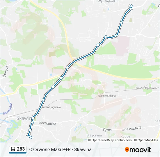 283 Bus Line Map