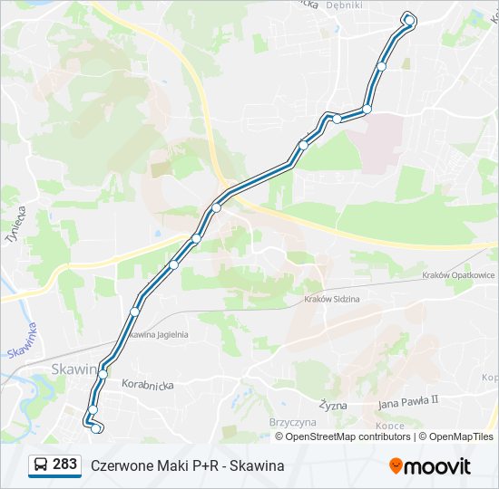 283 bus Line Map