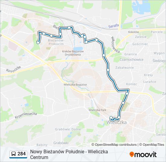 284 Bus Line Map