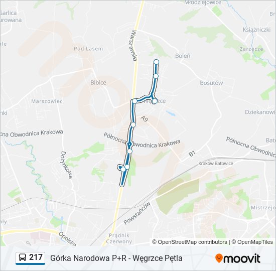 217 bus Line Map