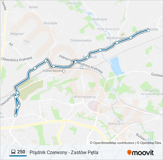 250 bus Line Map