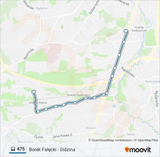 Mapa linii autobus 475