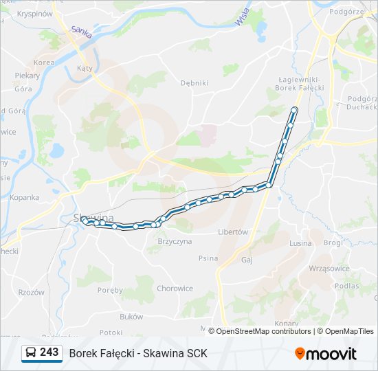 Mapa linii autobus 243