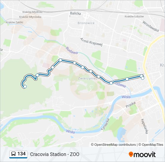 134 bus Line Map