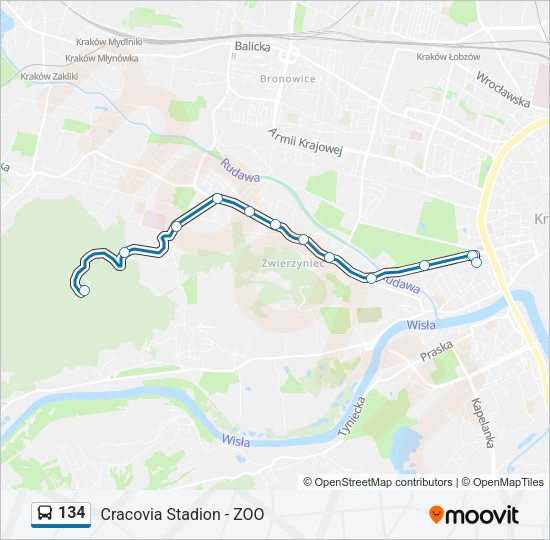 134 bus Line Map