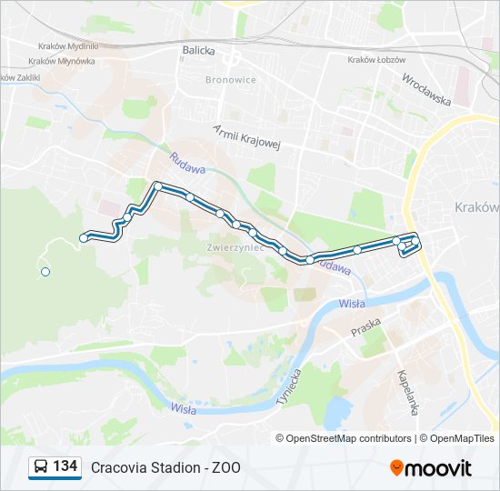 134 bus Line Map